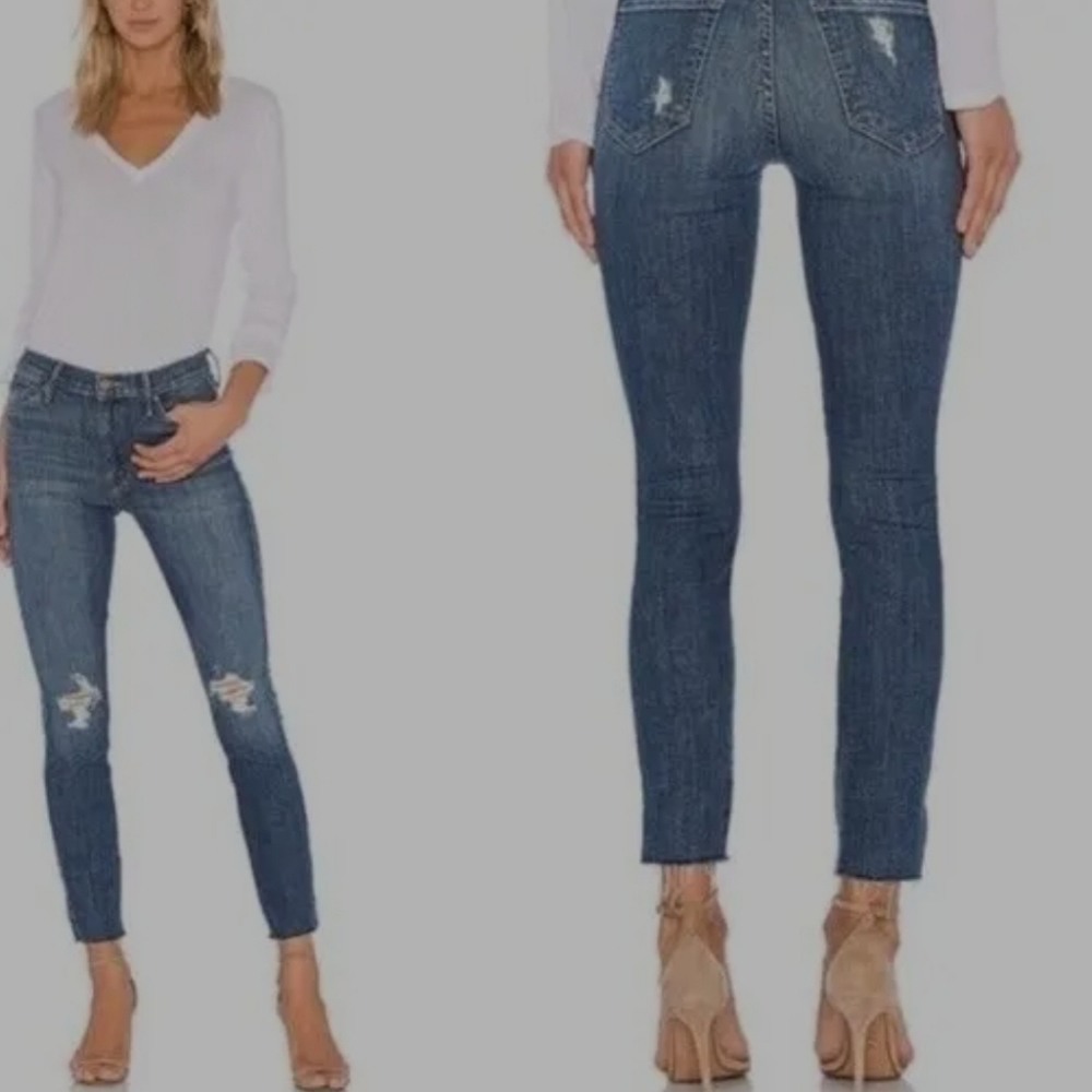 Mother Jeans Womens 29 The Vamp Fray Distressed Denim Crop Crazy Like A Fox